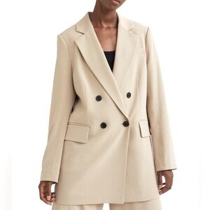 H&M Tan Blazer with Wide Notched Lapels